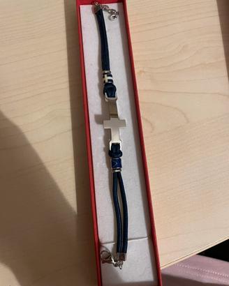 Bracciale da uomo con croce in acciaio