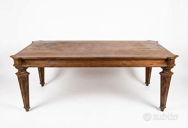 Grande tavolo scrivania legno massello intagliato