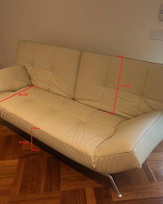 Divano-letto pelle bianco 2 posti