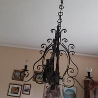 Lampadario ferro battuto