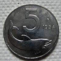 5 Lire delfino 1954