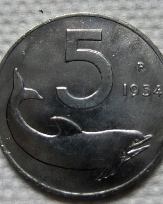 5 Lire delfino 1954