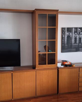 Parete attrezzata soggiorno mobile TV legno