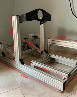 Postazione profilati in alluminio per sim racing