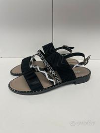 Sandalo basso in vera pelle made in italy