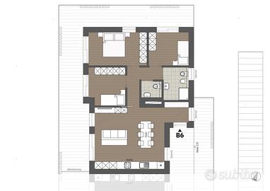 B5: Quadrilocale al 1° piano con ampia terrazza