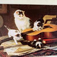 Card vintage con gatti musicisti
