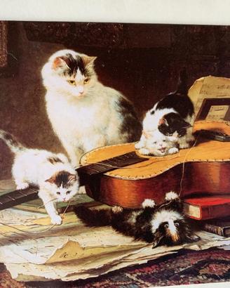 Card vintage con gatti musicisti