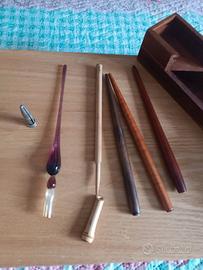 Set calligrafia e scrittura vintage in legno vetro