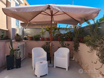 ombrellone + set tavolo sedie da giardino