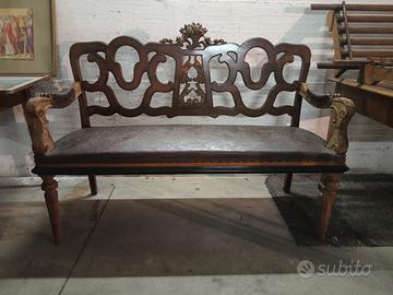 Panca in legno massello intagliato – primi ‘900