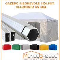Gazebo 3x4,5 alluminio 45mm con 4lati x fiera box