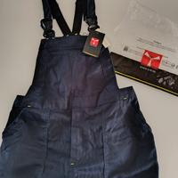 salopette da lavoro in cotone blu nuova
