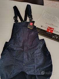 salopette da lavoro in cotone blu nuova