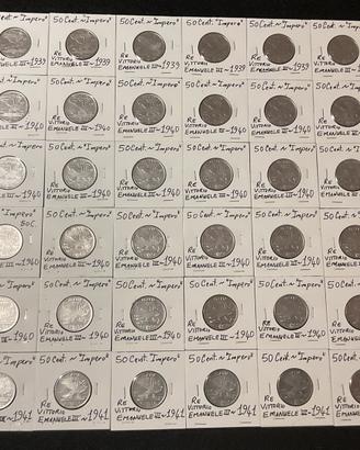 Monete da 50 Cent. della serie Impero (1939-1942)