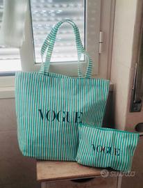 Borsa e pochette Vogue bianche e verdi