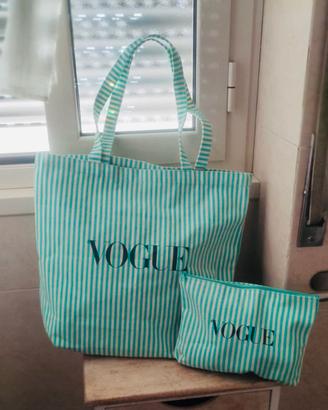 Borsa e pochette Vogue bianche e verdi