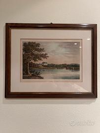 Stampe antiche con cornice in noce