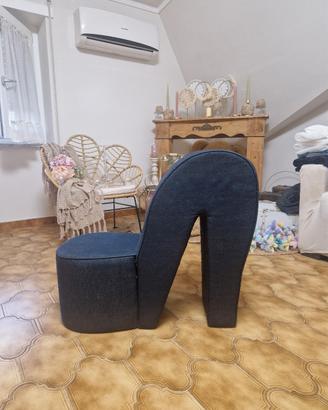 Poltrona tacco a spillo denim blu 