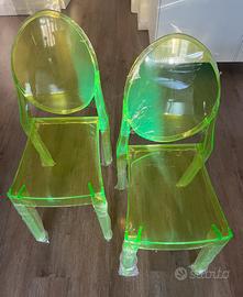 Set di 2 sedie plexiglass verdi