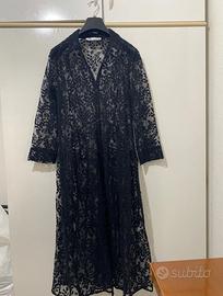 Vestito ricamato nero lungo