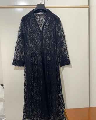 Vestito ricamato nero lungo