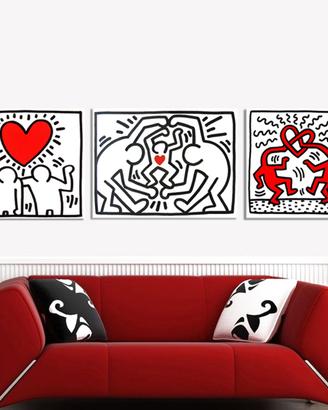 Set 3 Quadri Dipinti a Mano  Keith Haring Pop Art