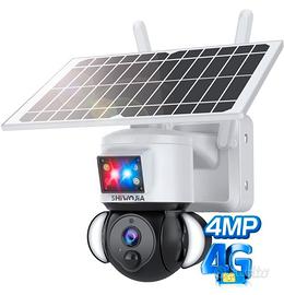 4G Telecamera SIM Esterno con Solare, 2K 4MP 360° 