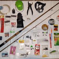 canna due pezzi e attrezzatura pesca nuova