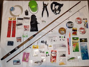 canna due pezzi e attrezzatura pesca nuova