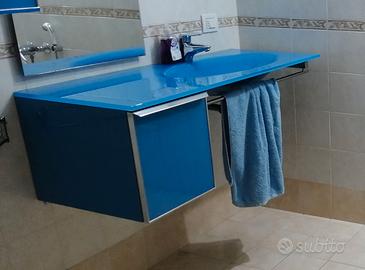 lavandino sospeso con cassetto e armadietto vetro