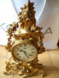 orologio antico da camino in bronzo/ottone dorato