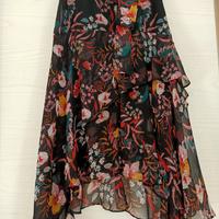 Gonna  georgette elegante in fantasia floreale.