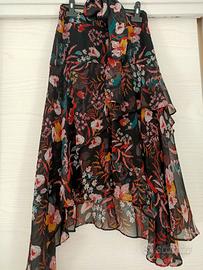 Gonna  georgette elegante in fantasia floreale.