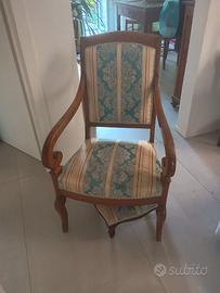 Poltrona/sedia francese dell'800 con poggiapiedi