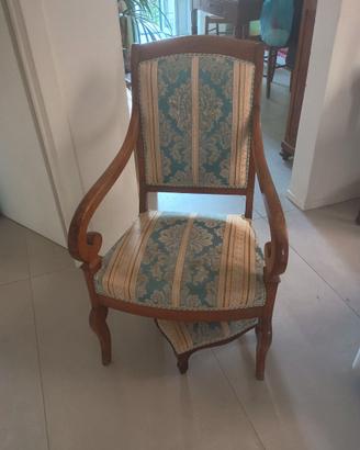 Poltrona/sedia francese dell'800 con poggiapiedi