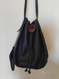 Borsa Secchiello Vintage in Pelle Blu