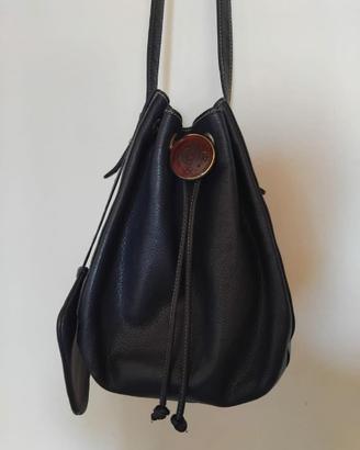 Borsa Secchiello Vintage in Pelle Blu