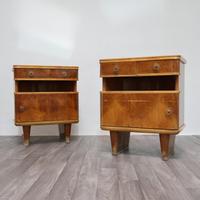 Coppia Di Comodini Art Decò Anni 40 In Legno