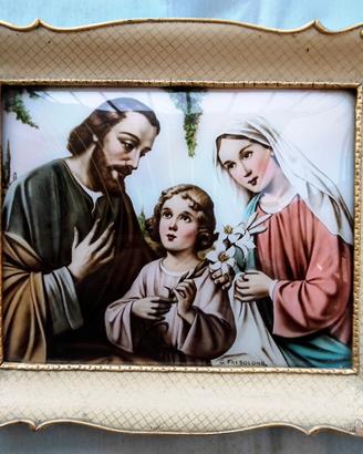 Sacra Famiglia su Vetro  Bombato