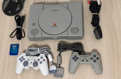 PS 1 PLAYSTATION 1+2 joypad+memory card+giochi