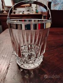 Porta-ghiaccio vintage vetro e acciaio