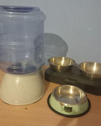setx 3 ciotole acciaio inox e dispenser acqua anim