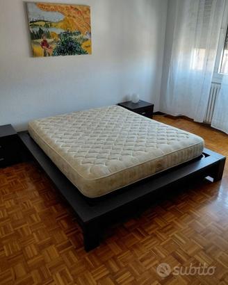 letto contenitore matrimoniale wenge con materasso