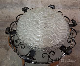 Plafoniera Vintage ferro battuto e vetro 55cm