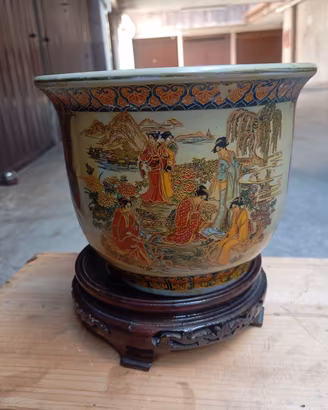 Vaso Cachepot / Fioriera stile Satsuma vintage 