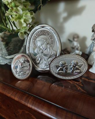 Trittico icone sacre da collezione argento.