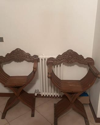 Sedie Savonarola pieghevoli in legno – coppia