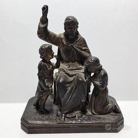 Scultura XIX Metallo Gesù e gli Infanti - Francia