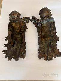 Coppia di Putti/Amorini in Vero Bronzo d'Epoca